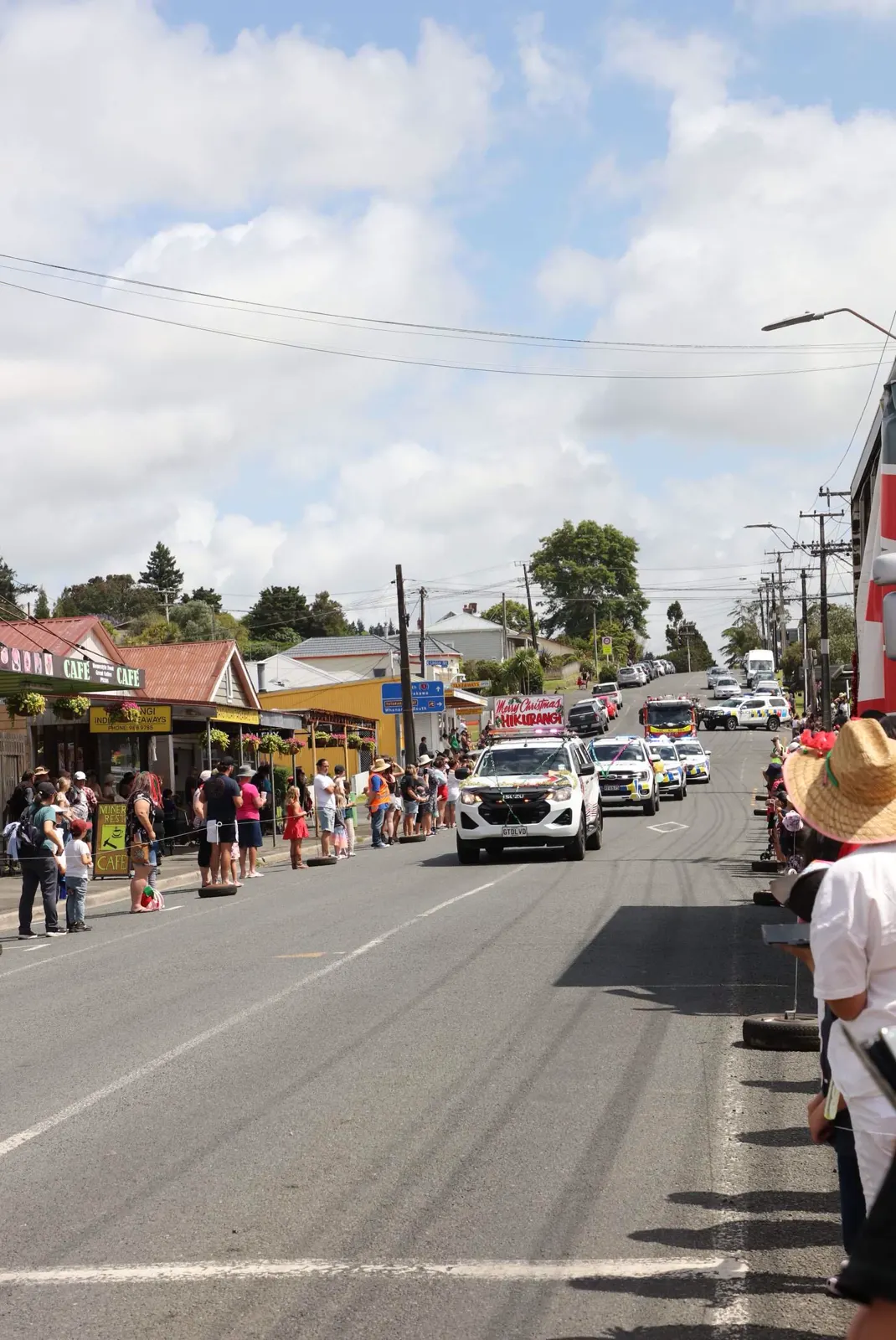 The parade coming down the main street